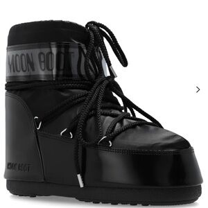 Moon Boot ICON LOW GLANCE BLACK SATIN BOOTS